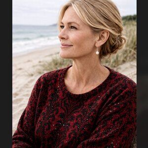 J. Jill Pearl Drop Earrings Silver Tone Minimalist Dangle Beach Boho Coastal NWT